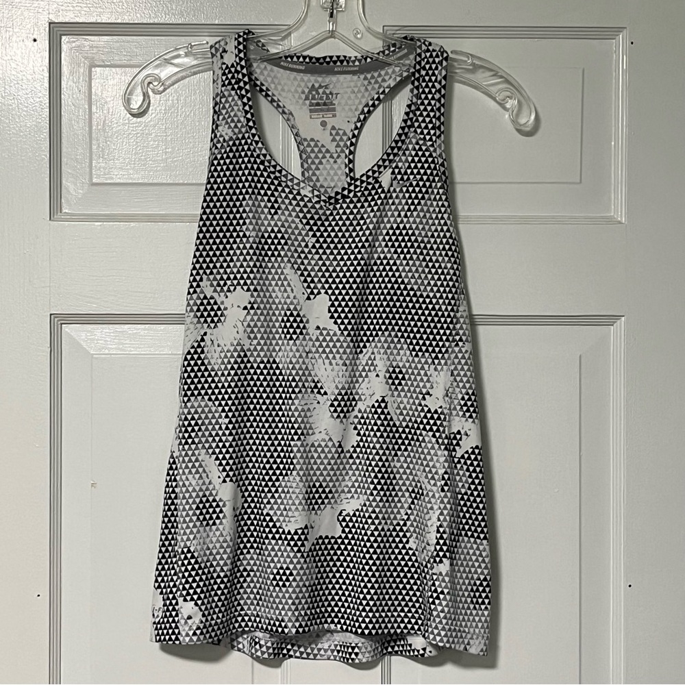 Nike Dri-Fit Black and White geometric and floral pattern racerback gym Tank Top